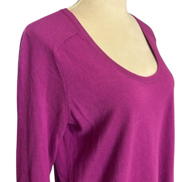Halogen Women Cashmere Blend Purple Pullover Hi Lo Long Sleeves Sweater Sz M - Picture 3 of 8